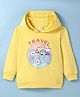 Kookie Kids Terry Knit Full Sleeves Hooded Sweatshirt with Animal & Car Print - Yellow