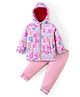 Babyhug Full Sleeves Front Zipper Hooded Winter Wear Suit With Alphabets Print - Pink