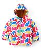 Babyhug Woven Full Sleeves Padded Hooded Jacket With Abstract Print - Multicolour