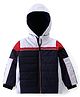 Babyhug Full Sleeves Colour Block Padded Jacket With Detachable Hood - Red & Navy Blue