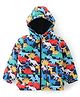 Babyhug Woven Full Sleeves Padded Hooded Jacket With Dino Print- Multicolor