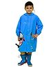 Little Surprise Box Full Sleeve Knee Length Hooded Shark Print Raincoat - Blue