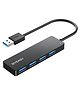 BYEASY 4 Port USB 3.0 Ultra Slim Portable Leather Black