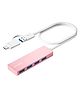 BYEASY USB Hub, USB 3.1 C to USB 3.0 Hub with 4 Ports and 2ft Extended Cable Pink