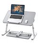 SAIJI Leather Laptop Bed Tray Table, Adjustable Laptop Stand with Removable Stopper Medium,Gray