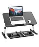 SAIJI Leather Laptop Bed Tray Table, Adjustable Laptop Stand with Removable Stopper,Large,Black
