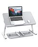 SAIJI Leather Laptop Bed Tray Table,Adjustable Laptop Stand With Removable Stopper Large,Gray