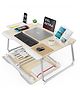 SAIJI Folding Bed Desk for Laptop, Wood Bed Tray Table Lap Desk Teak