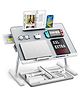 SAIJI Engineered Wood Laptop Bed Tray Desk, Adjustable Laptop Stand For Bed, Foldable Laptop Table With Storage Drawer Grey