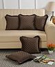 Hosta Homes Velvet Embroidred Frill Pattern Cushion Covers Pack of 5  Brown