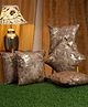 Hosta Homes  Self Embossed Floral Printed Velvet Cushion Covers Pack of 5  Brown Gold