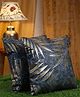 Hosta Homes  Self Embossed  Leaf Printed Velvet Cushion Covers Pack of 2  Blue Gold