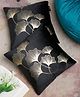 Hosta Homes Velvet Foil Printed Cushion Covers Pack of 2  Black Gold