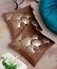 Hosta Homes Velvet Foil Printed Cushion Covers Pack of 2  Brown Gold