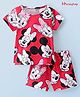 Honeyhap Disney Premium Cotton Knit Half Sleeves Night Suit With Minnie Mouse Print - Red