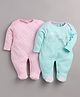 BABY GO Cotton Knit Pack Of 2 Full Sleeves Kitten & Heart Printed Sleepsuits - Pink