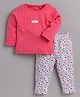 BABY GO Cotton Knit Full Sleeves  Floral Printed Tee & Pant Set - Fushia