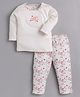 BABY GO Cotton Knit Full Sleeves  Floral Printed Tee & Pant Set -  Peach