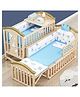 BabyTeddy 12 in 1 Patented Convertible (Forest Theme  6pc bedding set) Baby Crib Wooden, Baby Cot Bed Cradle Swing Desk  , Mosquito Net And Diaper Changing Station
