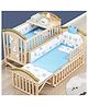 BabyTeddy 12 in 1 Patented Convertible (Bruno -The Dog  Theme  6pc bedding set) Baby Crib Wooden, Baby Cot Bed Cradle Swing Desk  , Mosquito Net And Diaper Changing Station