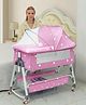 BabyTeddy Patented 10 in 1 Portable Baby Crib Baby Cot Cradle Bassinet Bedside Sleeper Swing Tilt Bed with Mosquito net and Mattress (Star Pink)