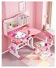 BabyTeddy Patented Multi-Functional Kids Study Table Chair Set with Adjustable Height, Posture Improvement Tool, Books Shelf, Drawer, Bag Holder, Astronaut Desk lamp (Kitty)