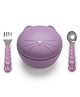 Melii Silicone Bowl with Lid & Utensils - Cat  Purple