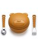 Melii Silicone Bowl with Lid & Utensils - Bear Brown