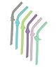 Melii Silicone Animal Straws - Set of 6 with Cleaning Brush  Multicolored