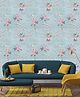 Jaamso Royals Pink Flower in Blue Wallpaper | Self-Adhesive | Peel and Stick