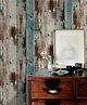 Jaamso Royals Light Brown & Blue Vinyl Self-Adhesive  Peel and Stick Wallpaper