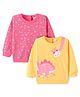 Babyhug Knit Full Sleeves Sweatshirt With Dino & Floral Graphics Pack of 2 - Pink & Yellow