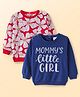 Babyhug Cotton Knit Full Sleeves Sweatshirts With Text & Floral Print Pack of 2 - Red & Blue