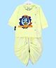 The Peppy Tend Cotton Janmashtami Theme Full Sleeves   My 1St Janmashtami Text Printed Kurta With Dhoti - Yellow