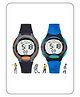 Spiky Set Of 2 Digital Sports Wrist Watches  - Black and Blue