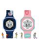 Spiky Set Of 2  Square Desginer Multifunctional Digital Wrist Watches  - Blue & Pink