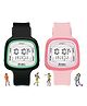 Spiky Set Of 2 Unique Square Multi Functional Sports Digital Watches - Black and Pink