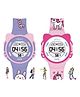Spiky Set Of 2 Cats Ears Round Designed Strap Multifunctional Digital Watches - Purple and Pink