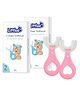 LITTLOO Baby U-Shaped Silicone Tooth Brush with Soft & Elastic Bristles for Complete 360 Degree Dental Cleaning, Toxic-Free Material For Toddlers & Children - Pack Of 2(Pink)