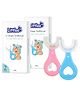 LITTLOO Baby U-Shaped Silicone Tooth Brush With Soft Bristles For Complete Manual 360 Degree Dental Cleaning, Material For New Borns, Toddlers & Children - Pack Of 2 (Blue & Pink)