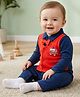 Babyoye  100% Cotton With Eco- Jiva Finish Full Sleeves Romper with Bow Applique - Red & Blue