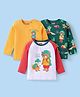 Babyhug Cotton Knit Raglan Sleeves T-Shirts With Animal Print Pack of 3 - Grey Orange & Green