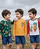 Babyhug Cotton Knit Raglan Sleeves T-Shirts With Animal Print Pack of 3 - Grey Orange & Green