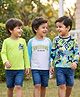 Babyhug Cotton Knit Full Sleeves Text Printed T-Shirts Pack of 3 - Light Green White & Navy Blue