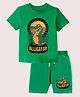 KAVEE Pure Cotton Biowashed Half Sleeves Aligator Print T-Shirt & Shorts Set- Green
