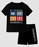 KAVEE Pure Cotton Biowashed Half Sleeves You Become What Your Believe Text Print T-Shirt & Shorts Set - Black