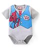 Babyhug Marvel Interlock Knit Half Sleeves Onesie With Spider Man Print - Grey