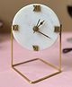 Homearte India Round Marble Desk Clock With Stand - White