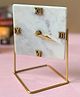 Homearte India Square Marble Desk Clock With Stand - White