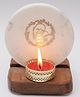 Homearte India Marble GURU JEE Tea Light Holder With Wood Stand - White